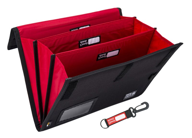 RE ROUGH ENOUGH Rough Enough Accordion Expanding File Folder Document Organizer Portable Expandable Portfolio Storage for Office Travel Black Cordura - Image 1